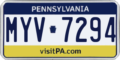 PA license plate MYV7294