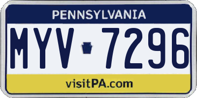 PA license plate MYV7296