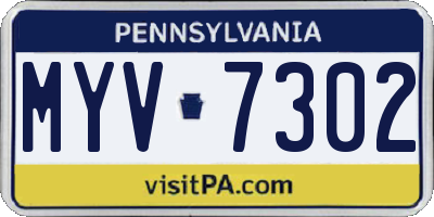 PA license plate MYV7302