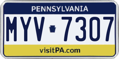 PA license plate MYV7307
