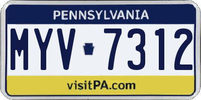 PA license plate MYV7312