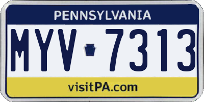 PA license plate MYV7313