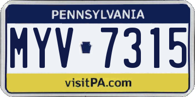 PA license plate MYV7315