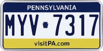 PA license plate MYV7317