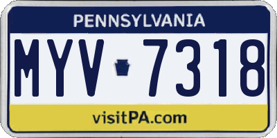 PA license plate MYV7318