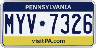 PA license plate MYV7326