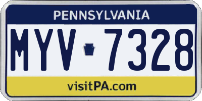 PA license plate MYV7328