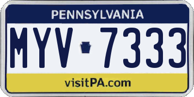 PA license plate MYV7333