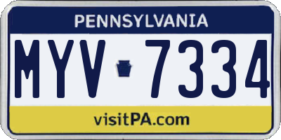 PA license plate MYV7334