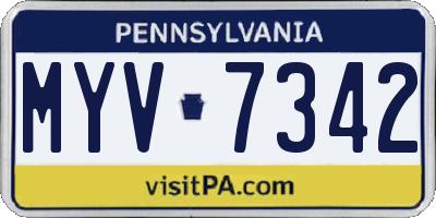 PA license plate MYV7342