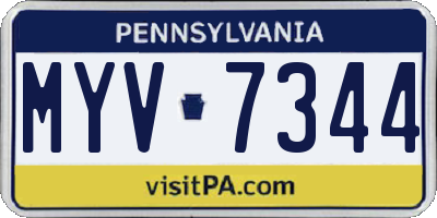 PA license plate MYV7344