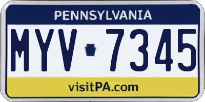 PA license plate MYV7345