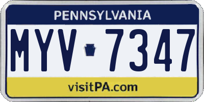 PA license plate MYV7347
