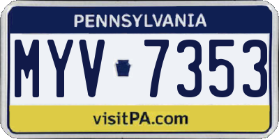 PA license plate MYV7353