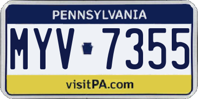 PA license plate MYV7355