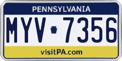PA license plate MYV7356