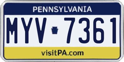 PA license plate MYV7361