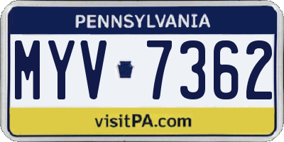 PA license plate MYV7362