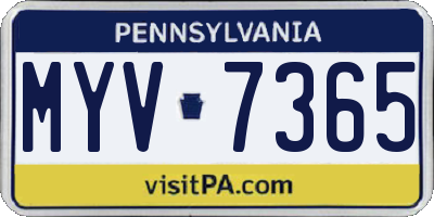 PA license plate MYV7365