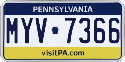 PA license plate MYV7366