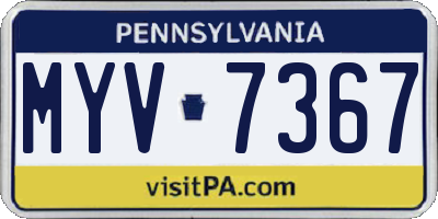PA license plate MYV7367
