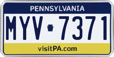 PA license plate MYV7371