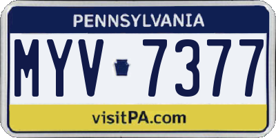 PA license plate MYV7377