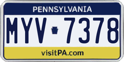 PA license plate MYV7378