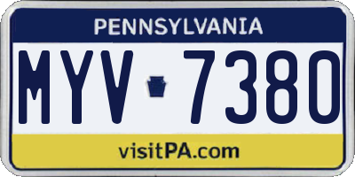 PA license plate MYV7380