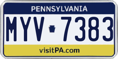 PA license plate MYV7383