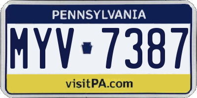 PA license plate MYV7387