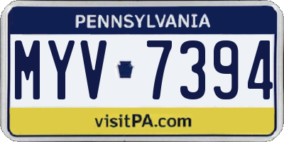 PA license plate MYV7394