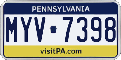 PA license plate MYV7398