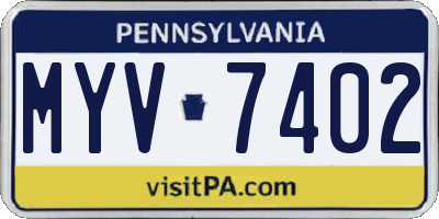 PA license plate MYV7402