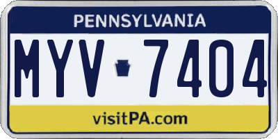 PA license plate MYV7404