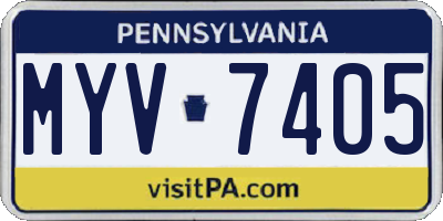 PA license plate MYV7405
