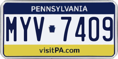 PA license plate MYV7409