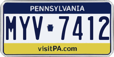 PA license plate MYV7412