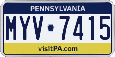 PA license plate MYV7415