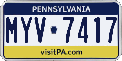 PA license plate MYV7417