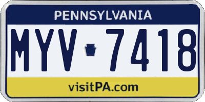 PA license plate MYV7418