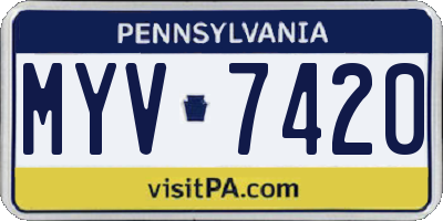 PA license plate MYV7420