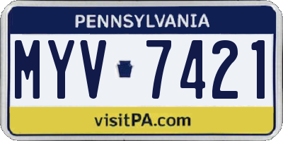 PA license plate MYV7421