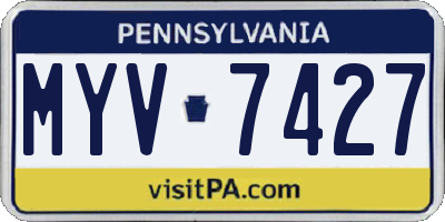 PA license plate MYV7427