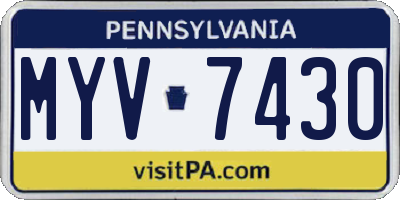 PA license plate MYV7430
