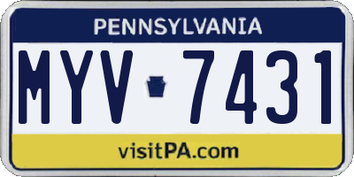 PA license plate MYV7431