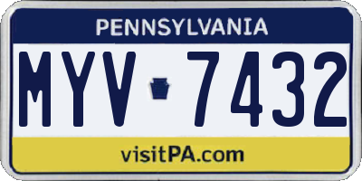PA license plate MYV7432