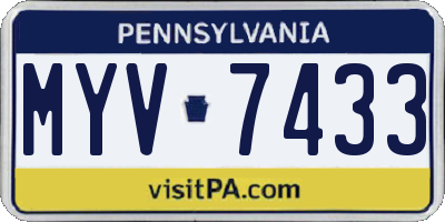 PA license plate MYV7433