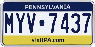PA license plate MYV7437