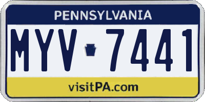 PA license plate MYV7441